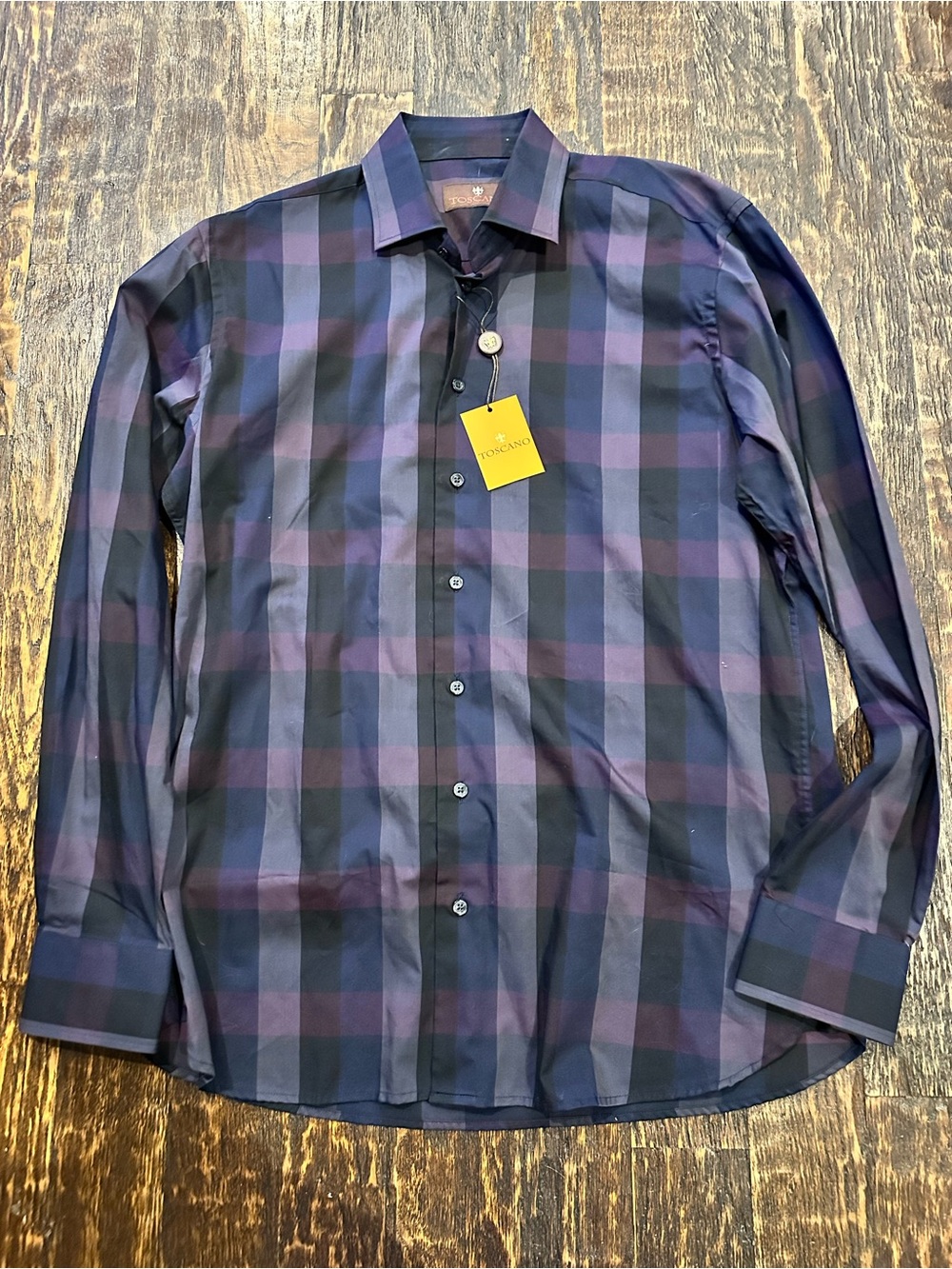 Men's Plaid Button-Down Dress Shirt - Purple/Black